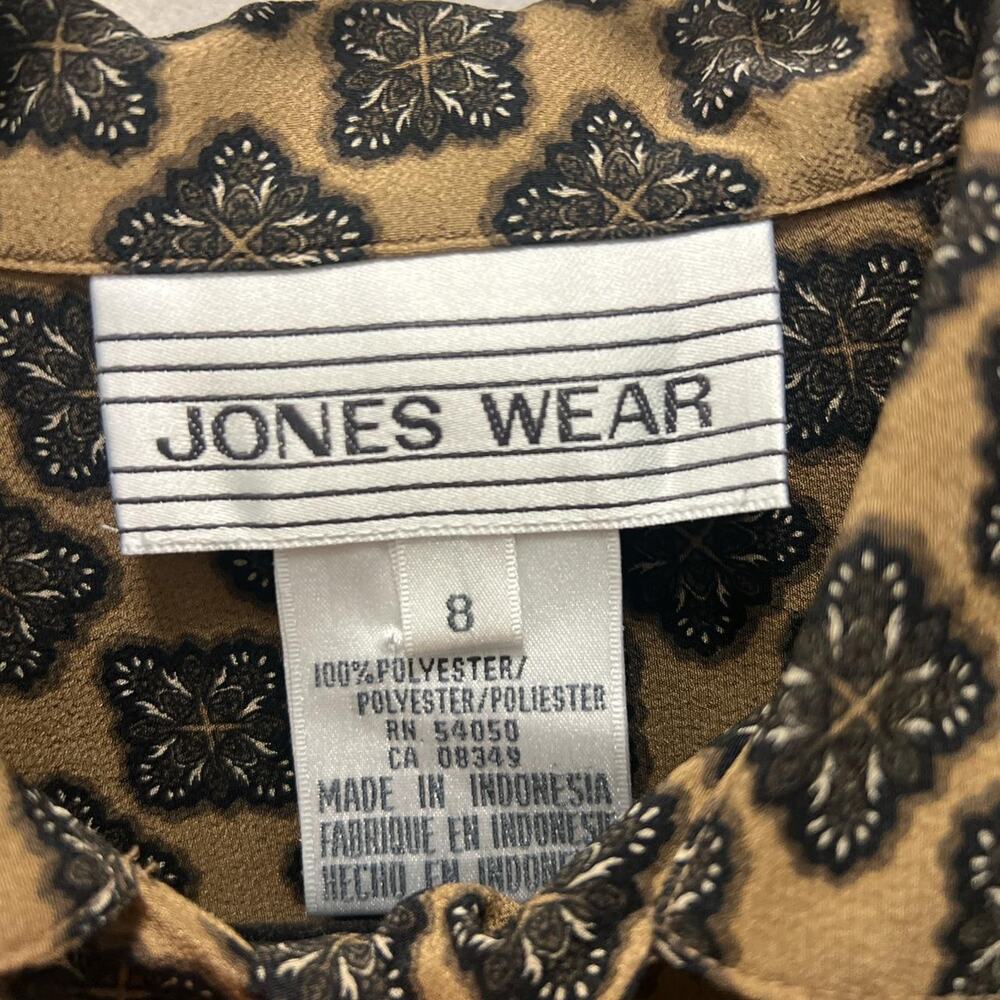 Vintage 80s brown and black jones wear women’s blouse size 8 - Picture 2 of 6